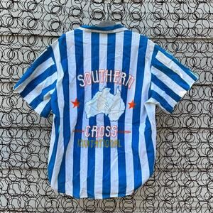 VTG 1986 Ocean Pacific Southern Cross Invitational Shirt Beach Striped Hawaiian